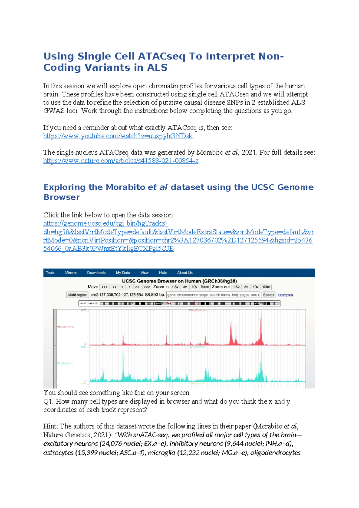 Using Single Cell ATACseq to Analyze Non-Coding Variants in ALS ...