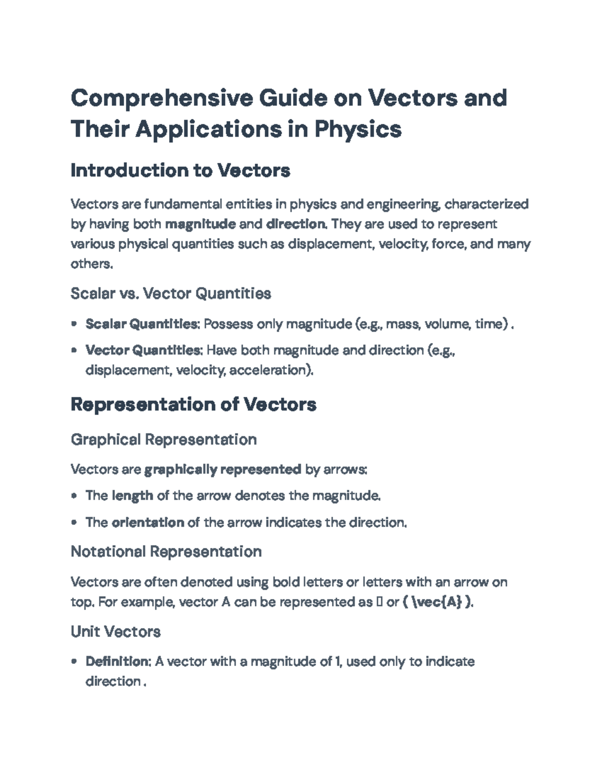 Comprehensive Guide on Vectors and Their Applications in Physics ...