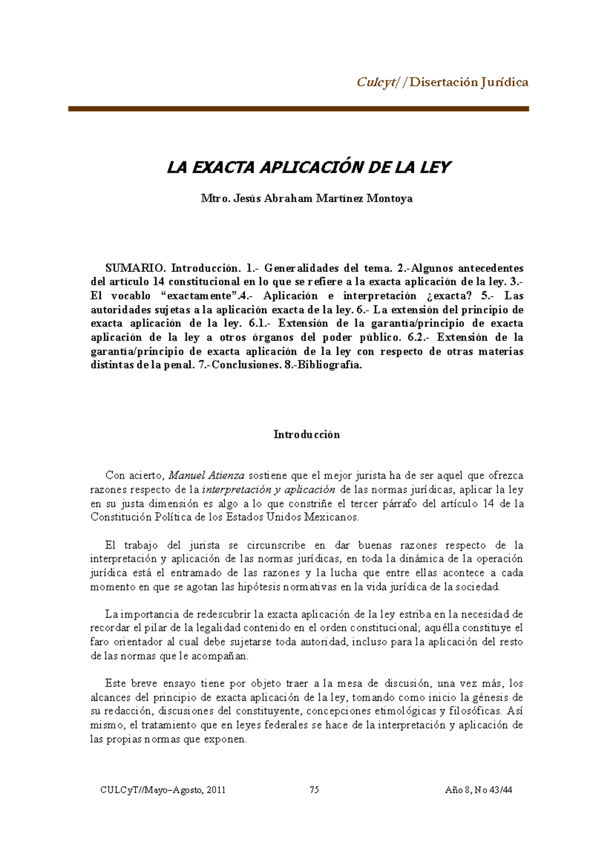LA EXACTA APLICACIÓN DE LA LEY: ANÁLISIS DEL ARTÍCULO 14 CONSTITUCIONAL ...