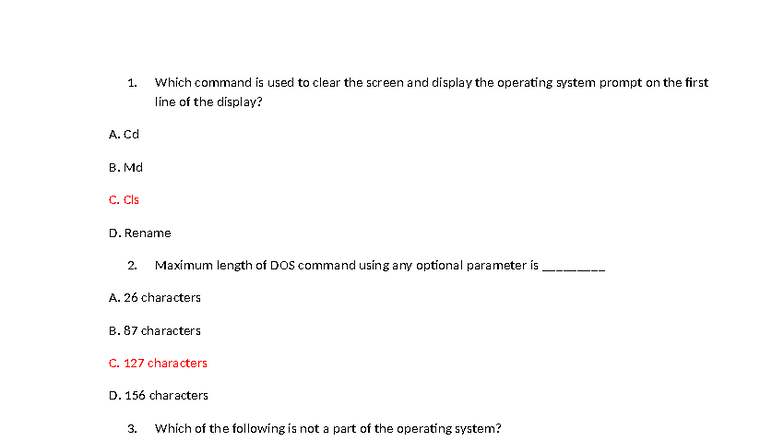 Operating System Quiz (CS101): Multiple Choice Questions - Studocu