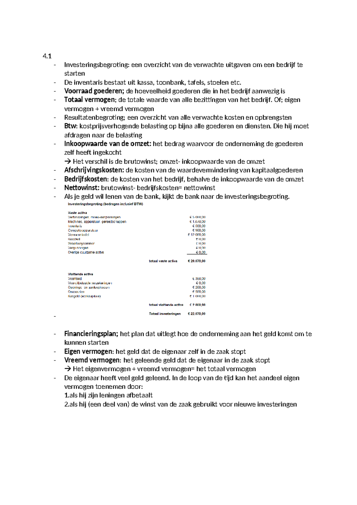Economie Hoofdstuk 4 - Samenvatting van Investeringen en Balans ...