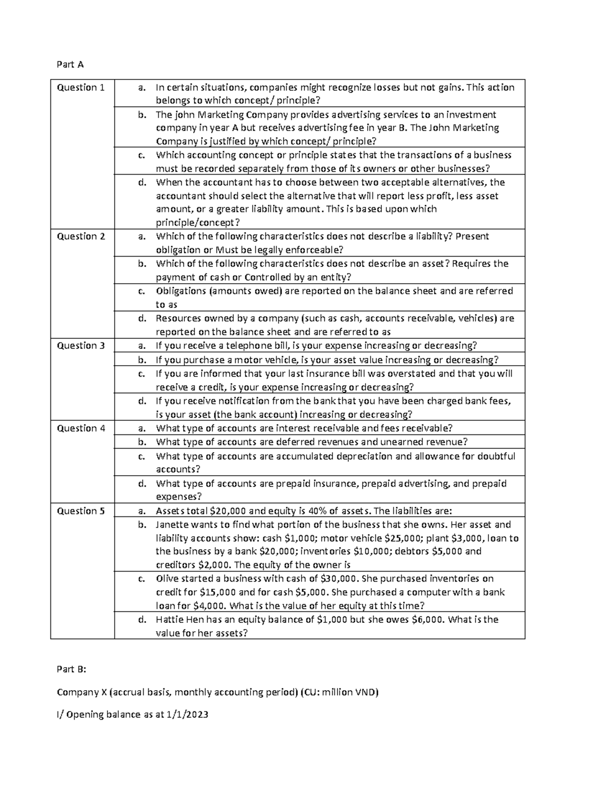 Test 3 Final Exam: Accounting Principles & Concepts Questions - Studocu