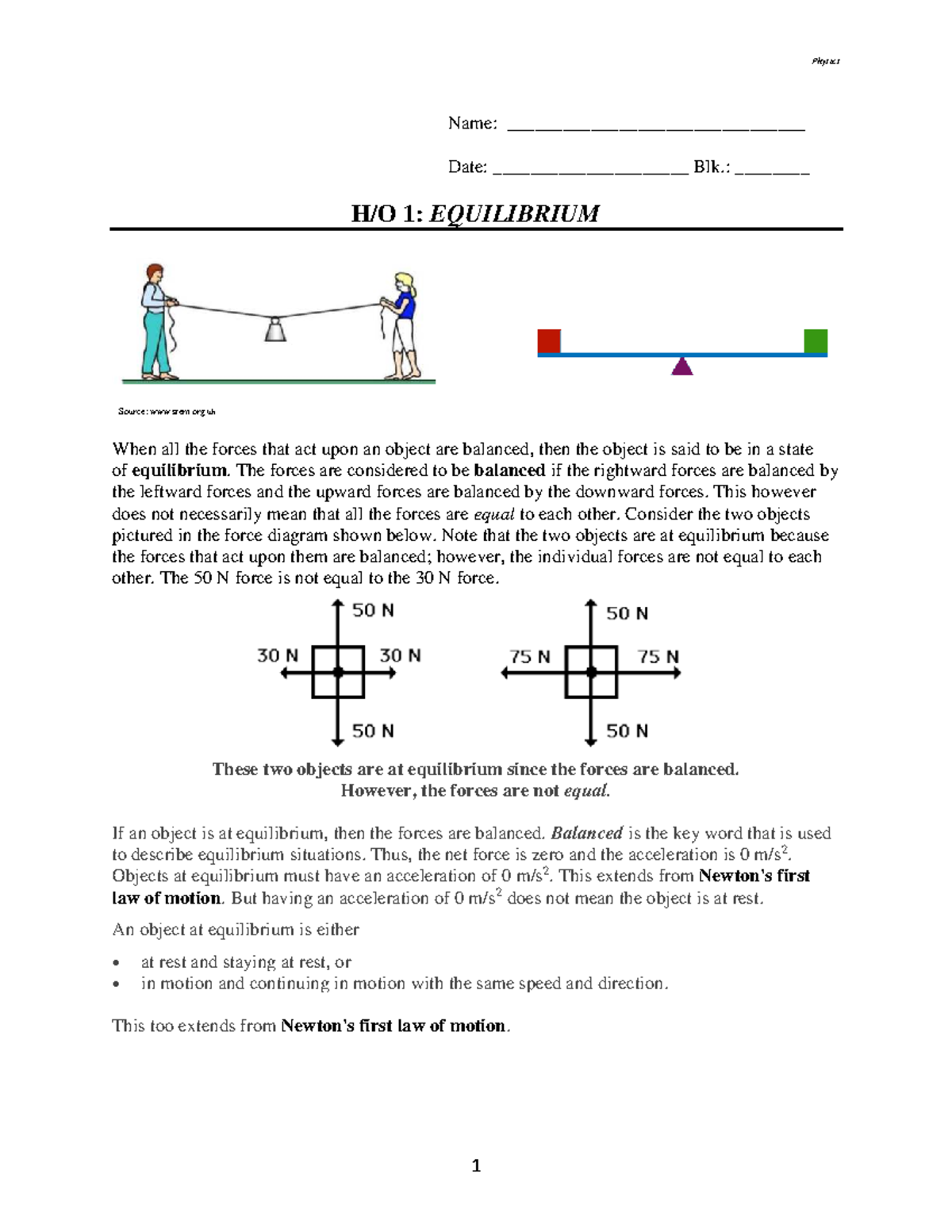 Physics 1: Equilibrium Concepts and Applications (2025-2026) - Studocu