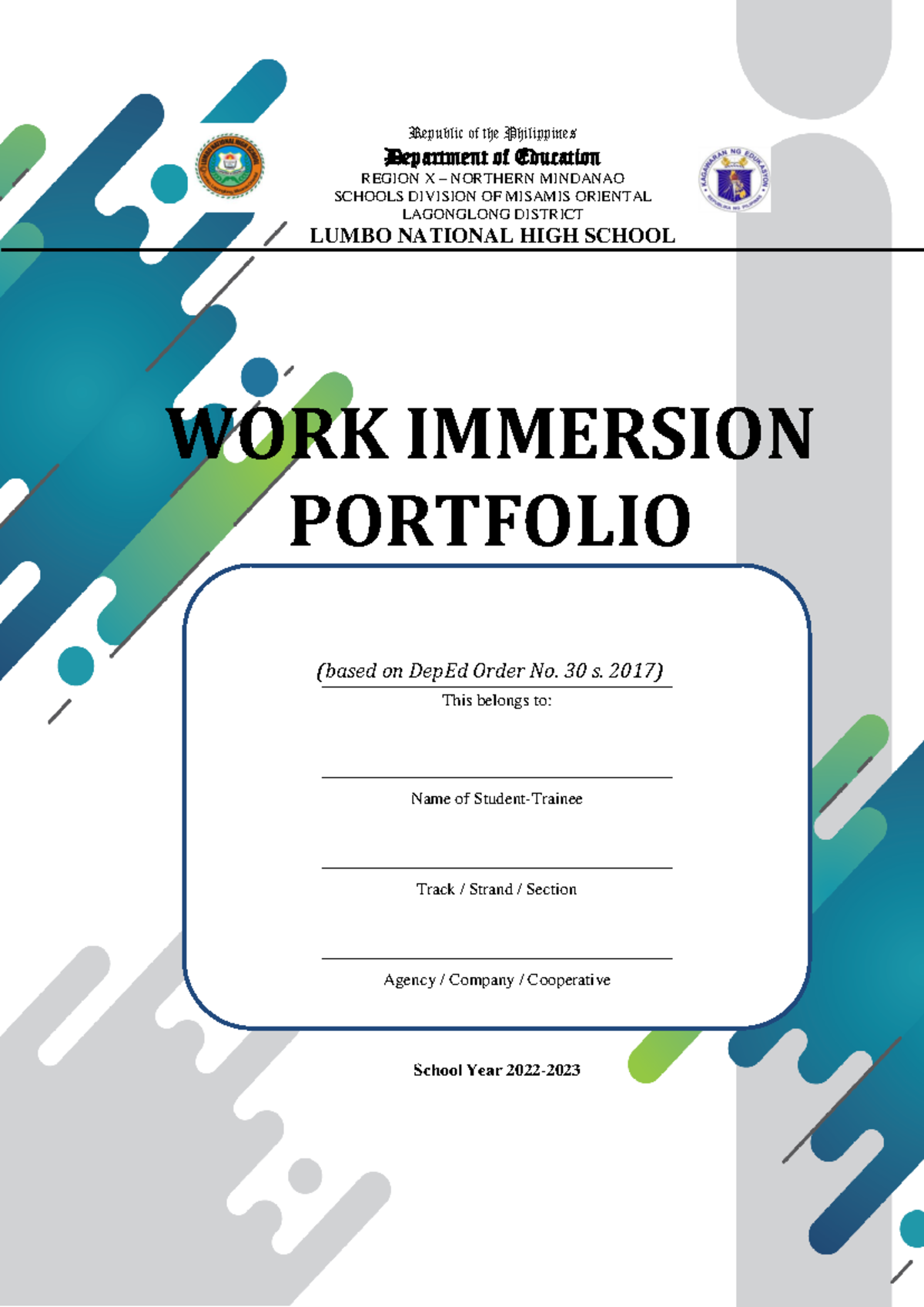 SHS- Work Immersion Portfolio Guide and Activities - Studocu