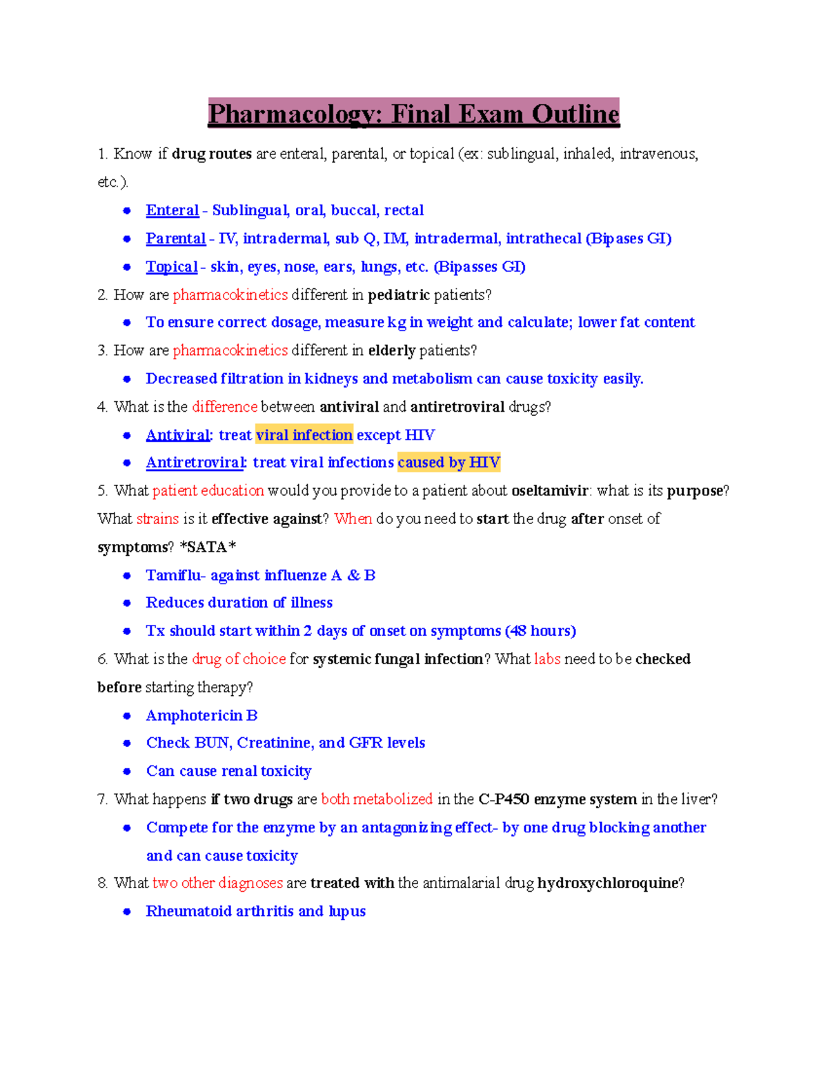 Pharmacology 101: Final Exam Study Guide and Key Concepts - Studocu