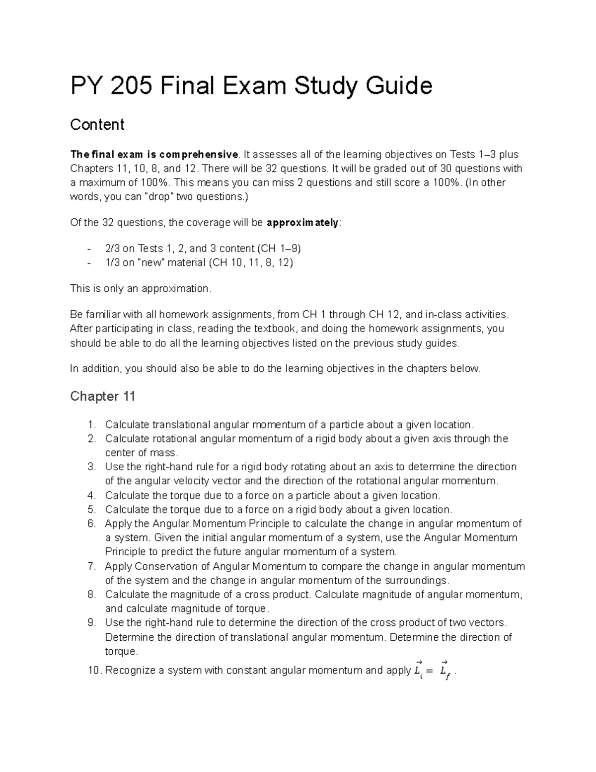 PY 205 Final Exam Study Guide: Key Concepts & Coverage Overview - Studocu