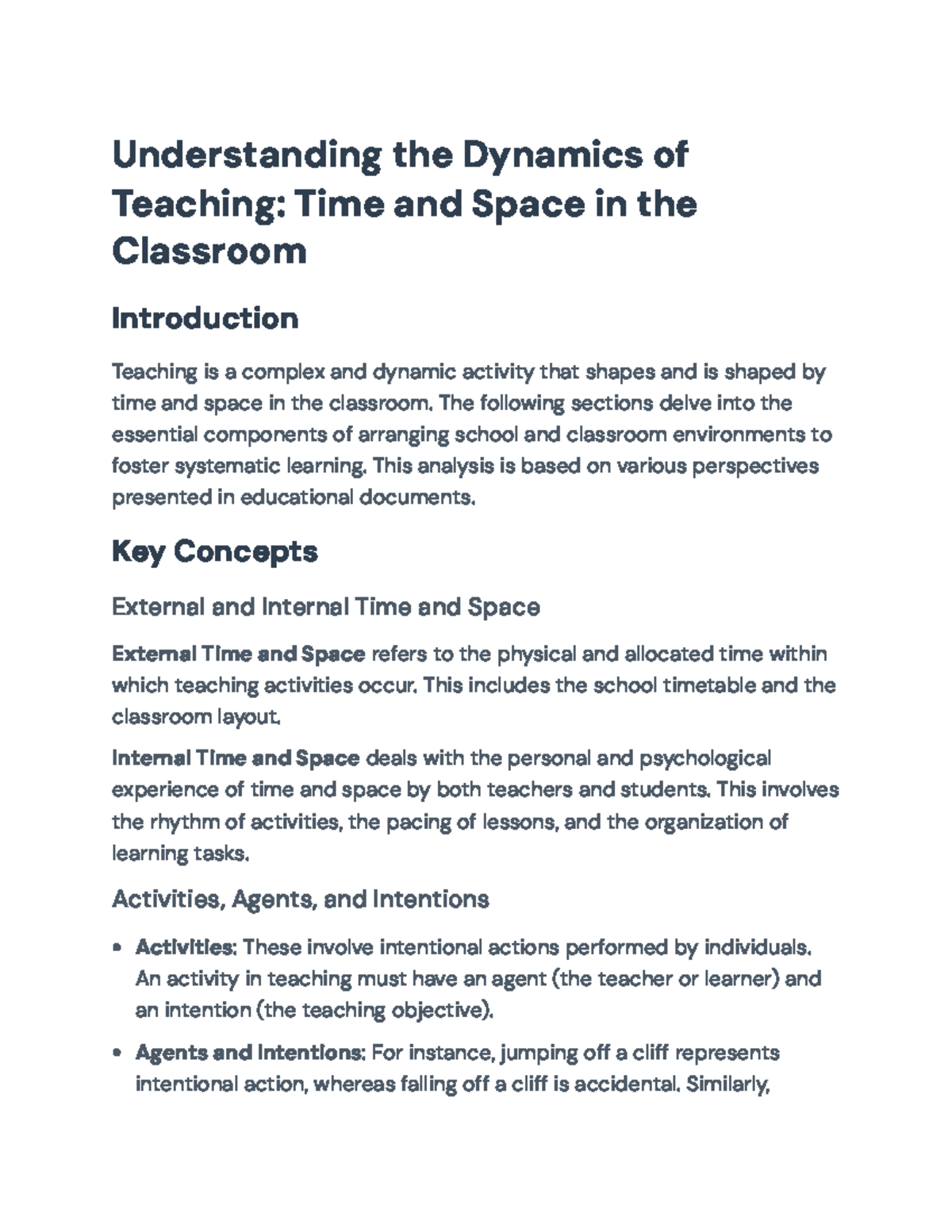 Dynamics of Teaching: Time & Space in Classroom Environments ...