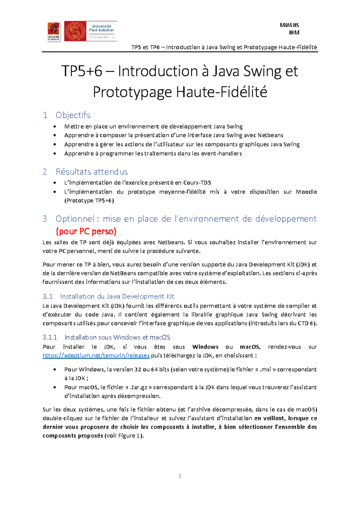 L2 IHM - TP5 et TP6 : Introduction à Java Swing et Prototypage - Studocu