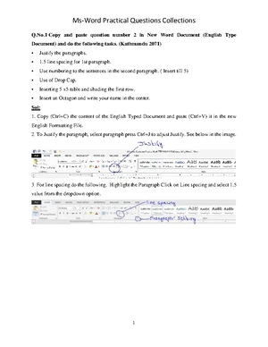 Ms word practical questions collections - Practical Questions ...