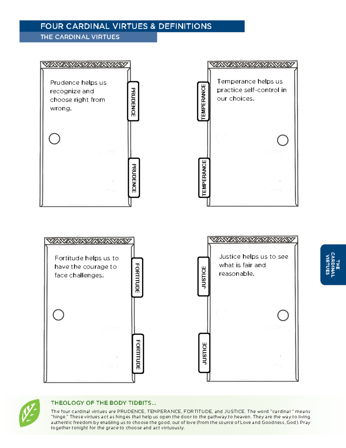 FOUR Cardinal Virtues Definitions PAGE 47 - THE CARDINAL VIRTUES FOUR ...