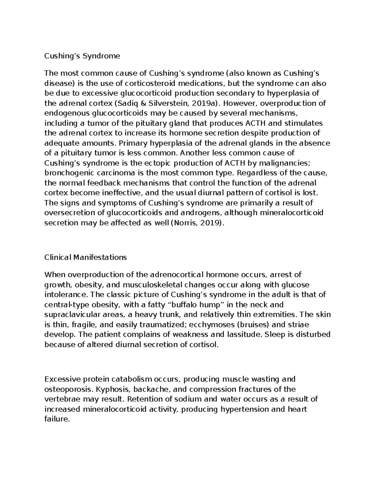 Cushing's Syndrome Overview and Clinical Manifestations - Studocu