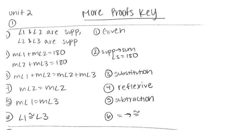Unit 2 Proofs Review Key for Geometry Concepts - Studocu