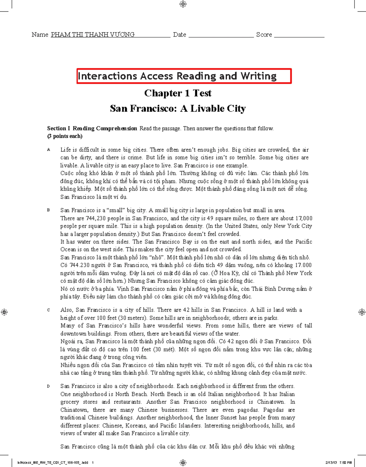 Test 1 Reading & Listening Notes - Course Code: OTTADRCBT 5 - Studocu