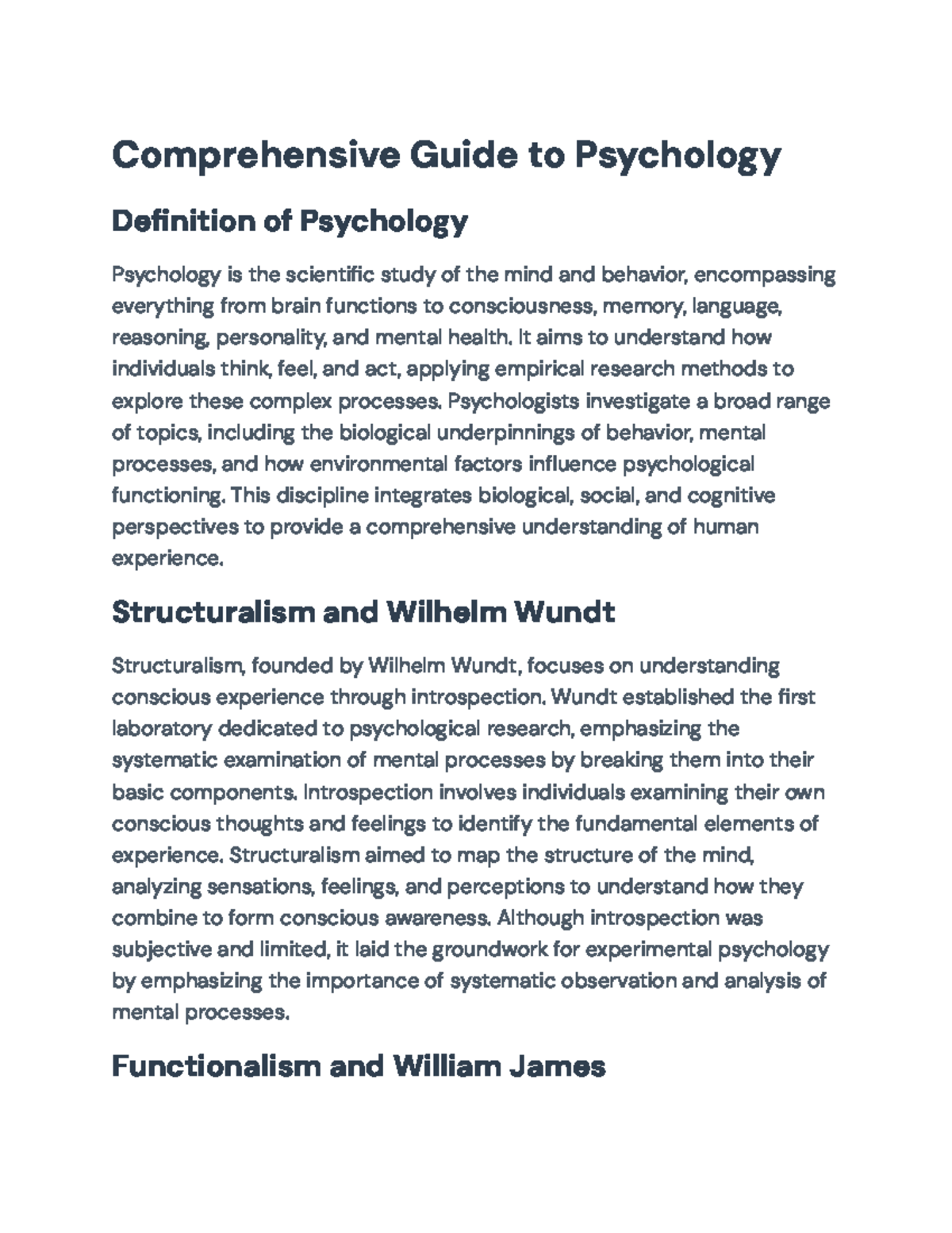 Comprehensive Guide to PSY 101: Theories and Branches of Psychology ...