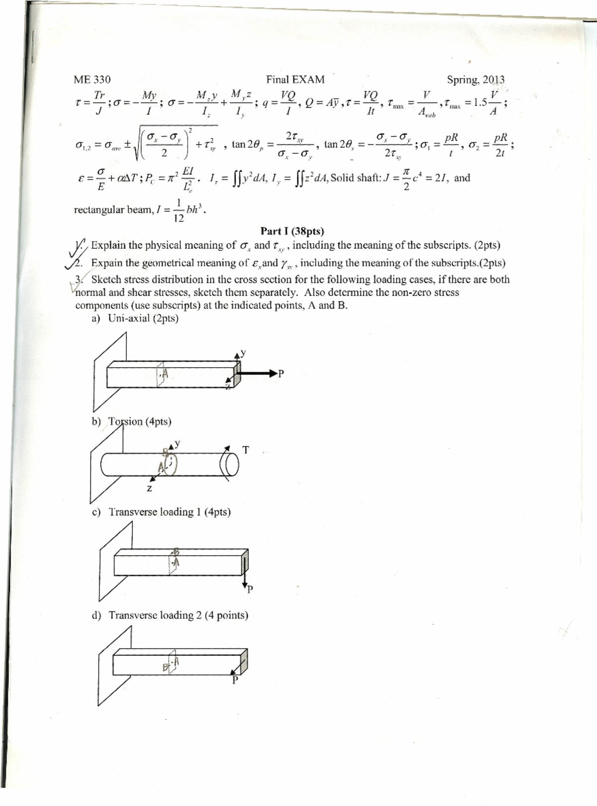 ME 330 Final Exam Study Guide Spring 2020 - Studocu