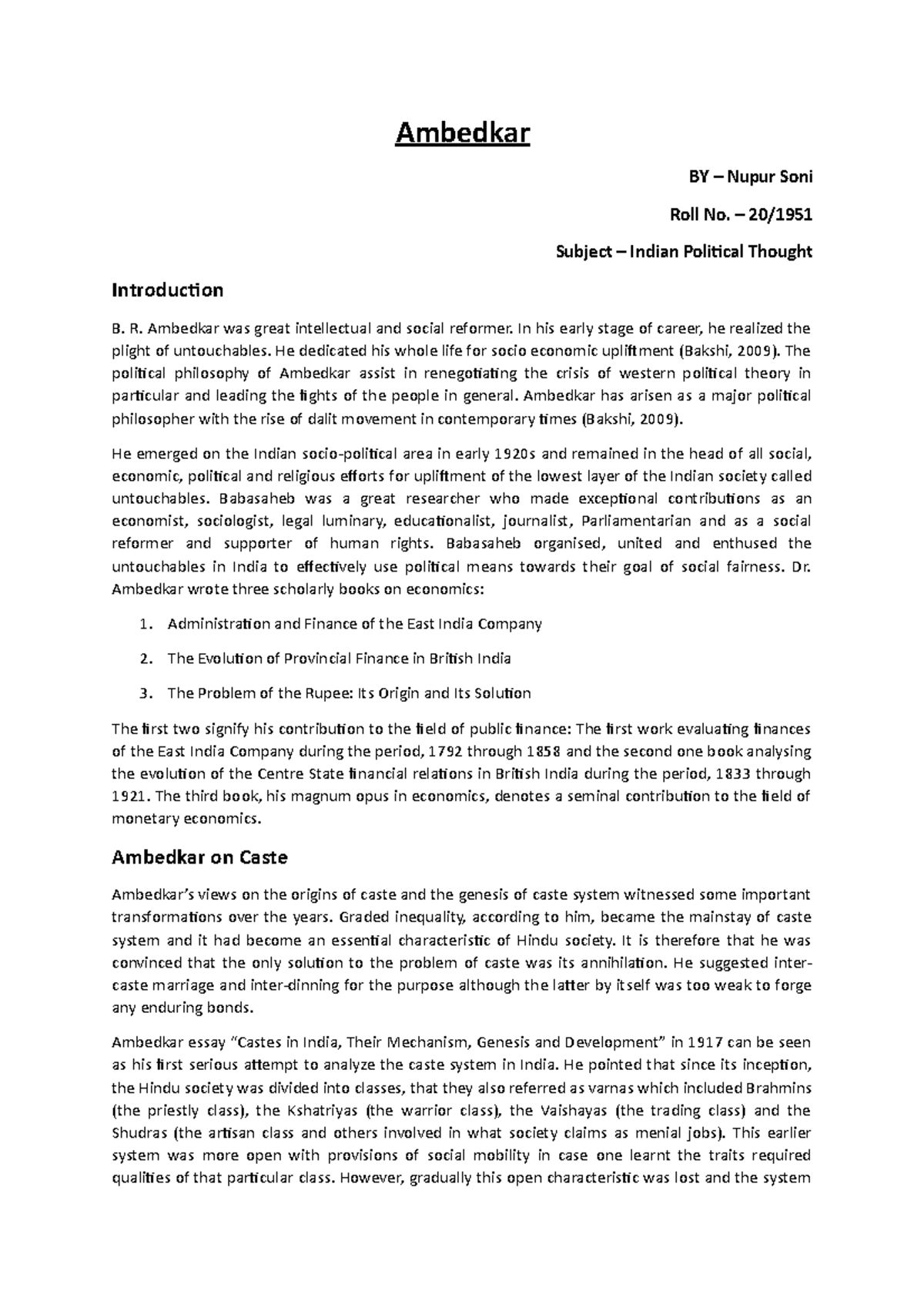 B.R. Ambedkar: Key Insights on Indian Political Thought Assignment ...