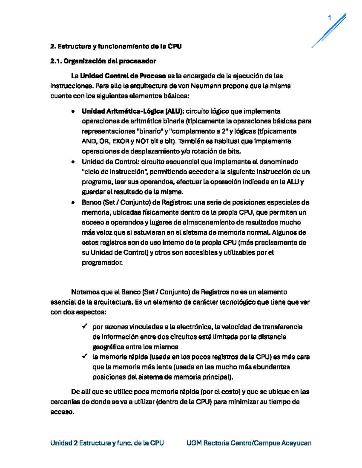 Unidad 2: Estructura y Funcionamiento de la CPU - UGM Rectoria Acayucan ...