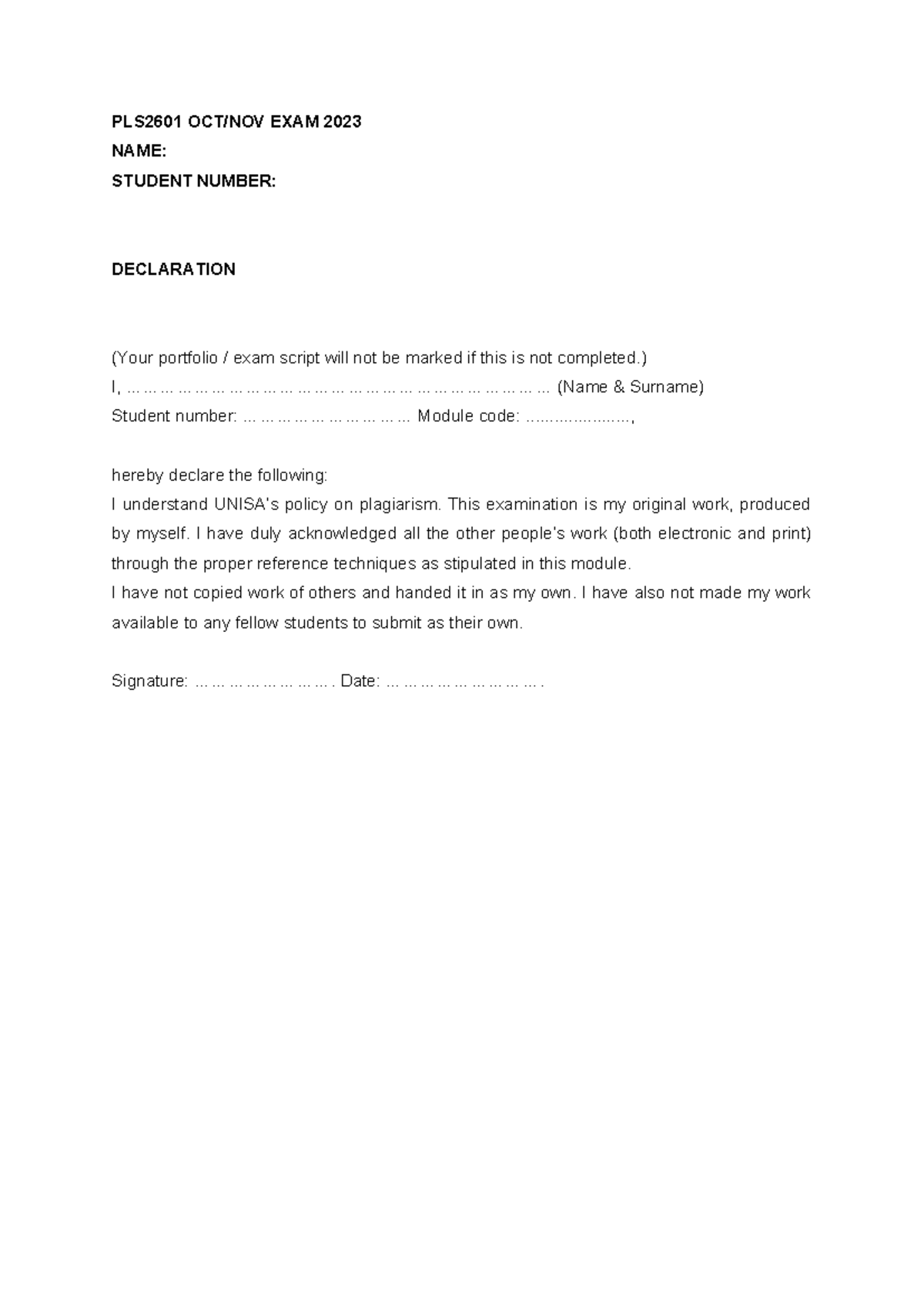 PLS2601 OCT/NOV 2023 EXAM: Q1 & Q2 CRITICAL REASONING ANALYSIS - Studocu