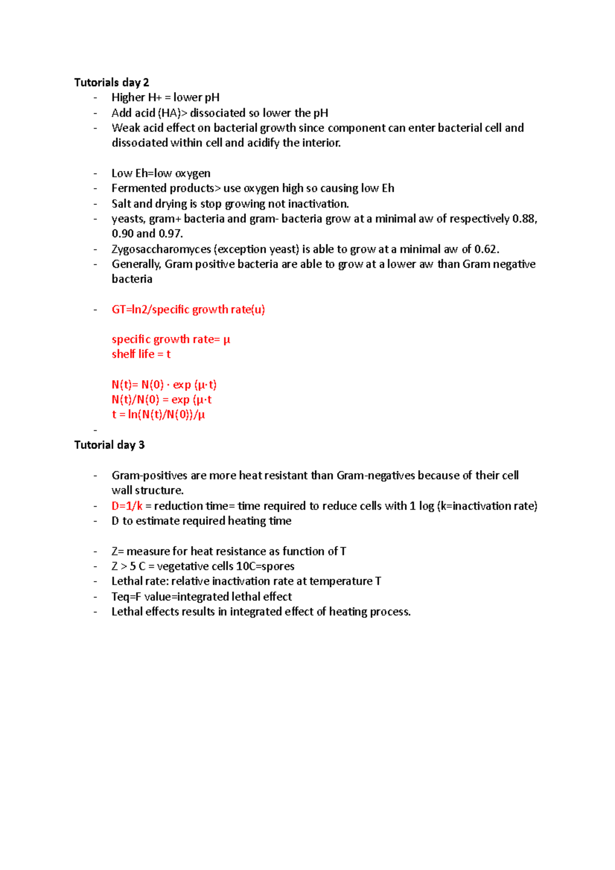 Tutorials - Day 2 & 3 Notes for Microbiology Studies - Studeersnel