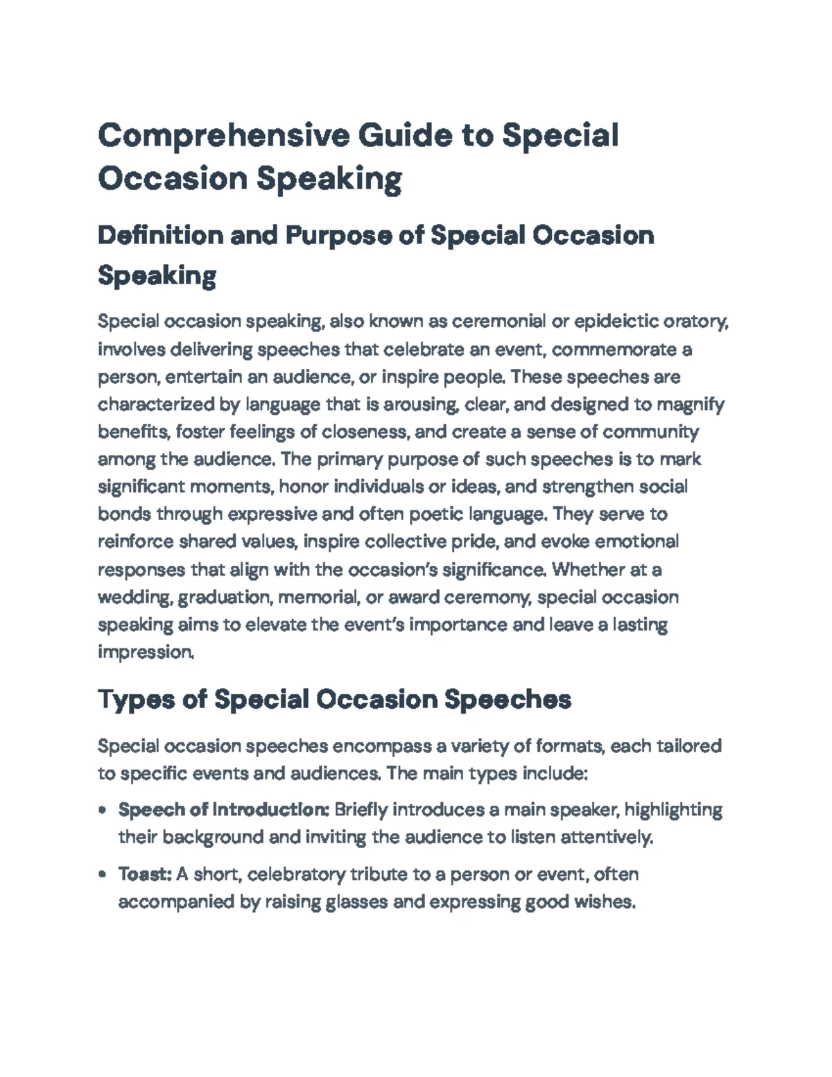 17: Special Occasion Speaking - Overview of Ceremonial Speech Types ...