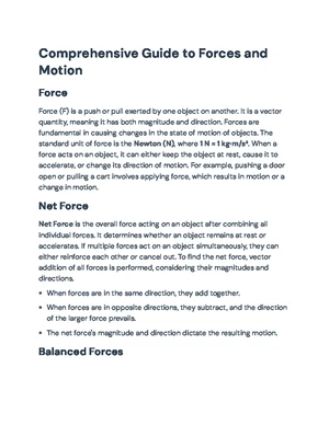 Forces and Motion - Study Notes & Assignments - Studocu