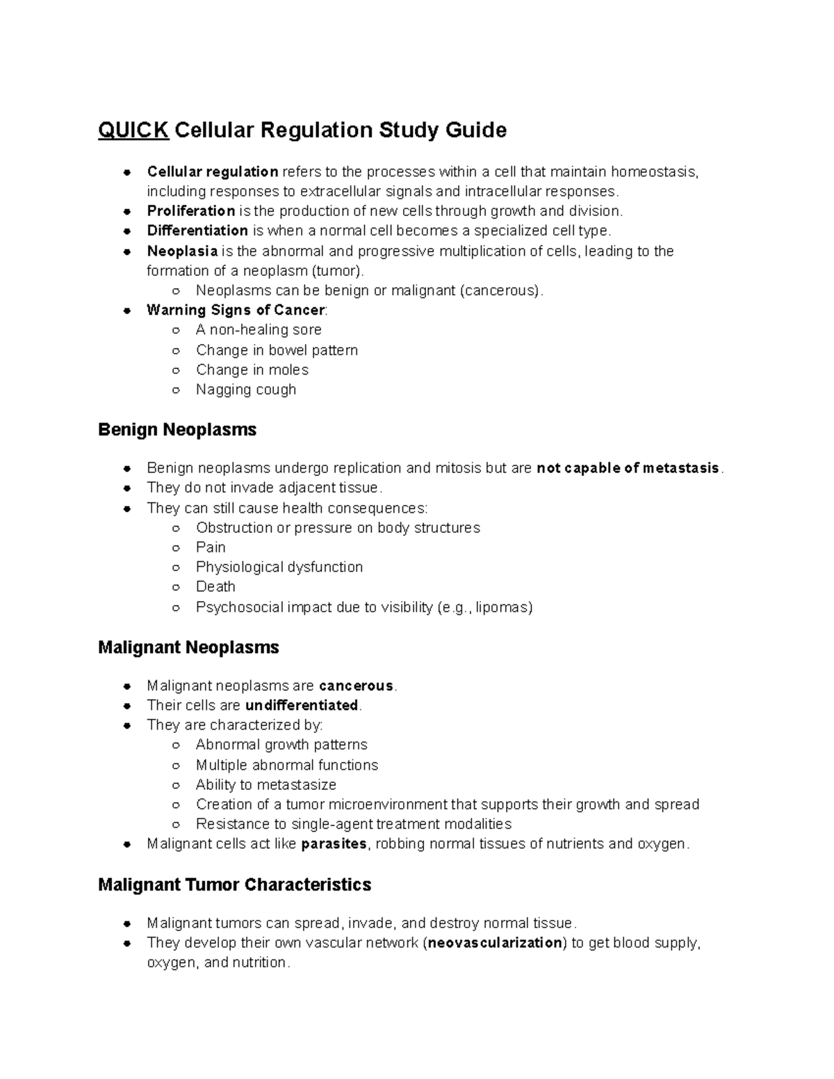 Cellular Regulation Study Guide (BIO 101 - Week 2) - Studocu