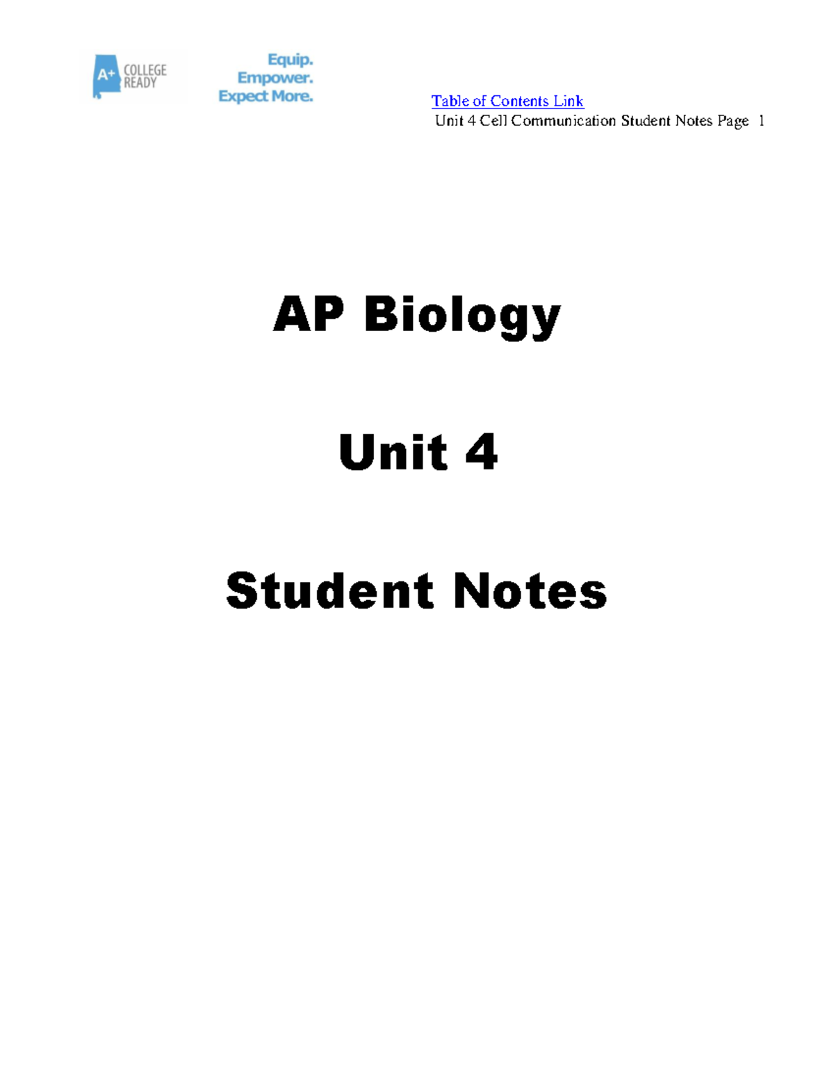 AP Biology Unit 4: Cell Communication and Cell Cycle Overview - Unit 4 ...