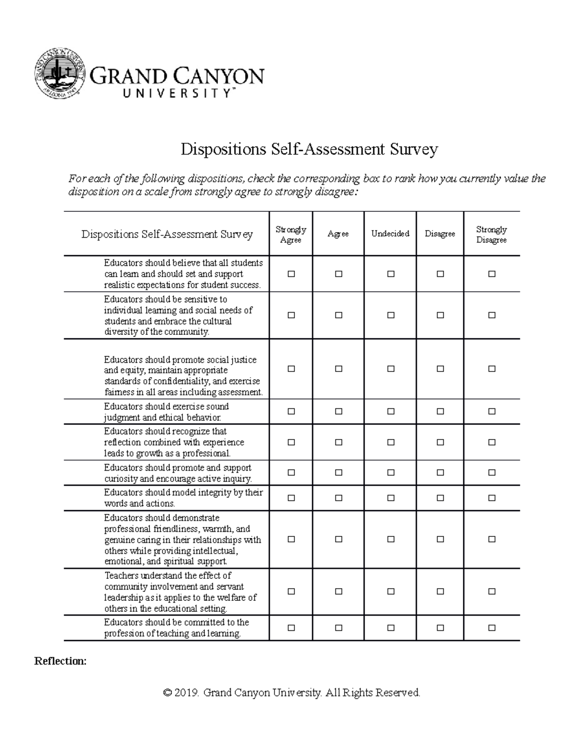 SEC-201-T2-RS-Dispositions Self-Assessment Survey - Dispositions Self ...