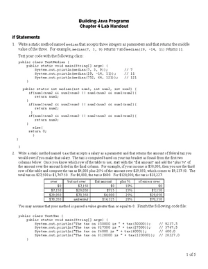 Lab6 - Lab assignment - Building Java Programs, Chapter 6 Lab Handout ...