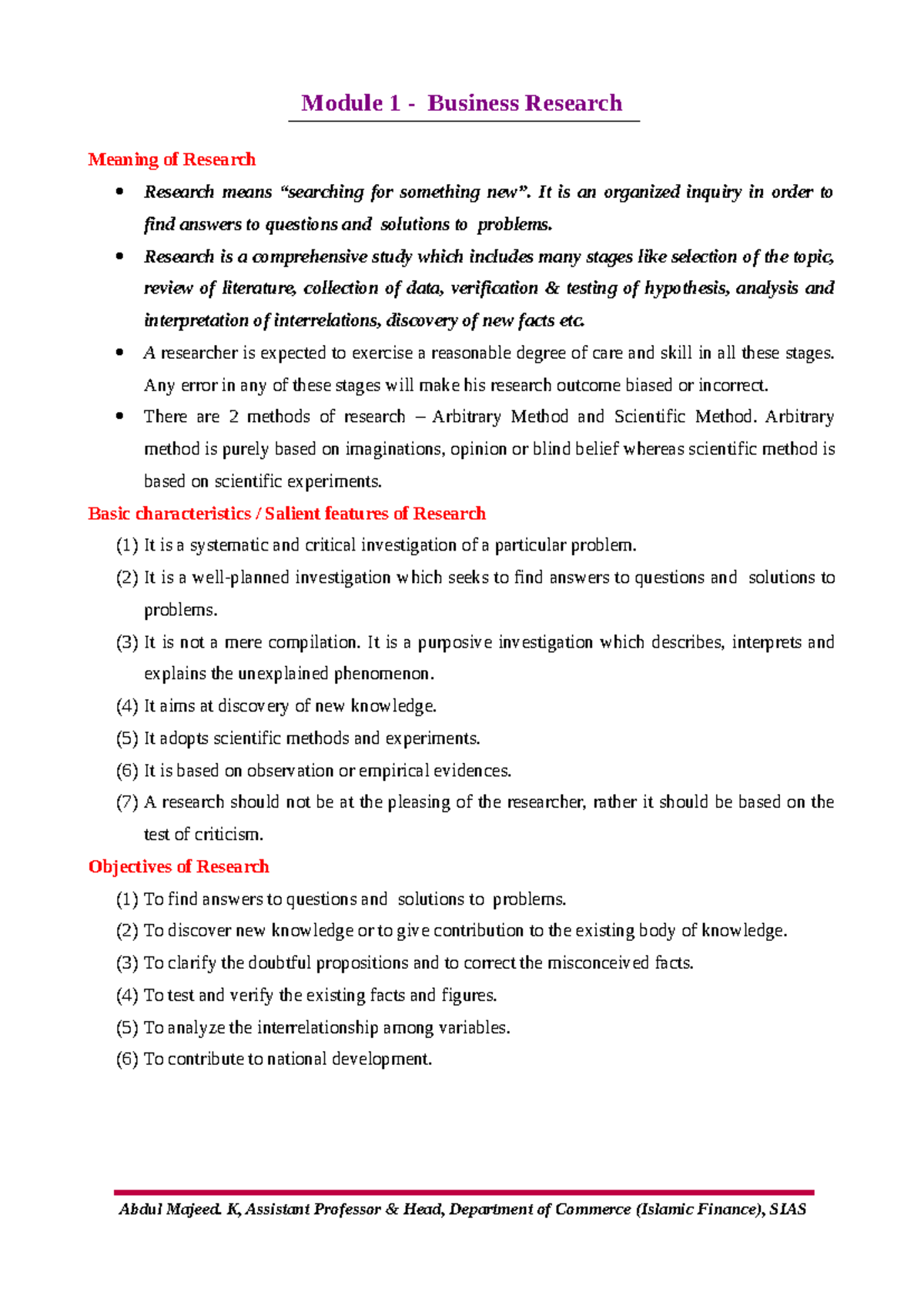 BRM-Module 1 - Comprehensive Notes on Business Research Concepts - Studocu