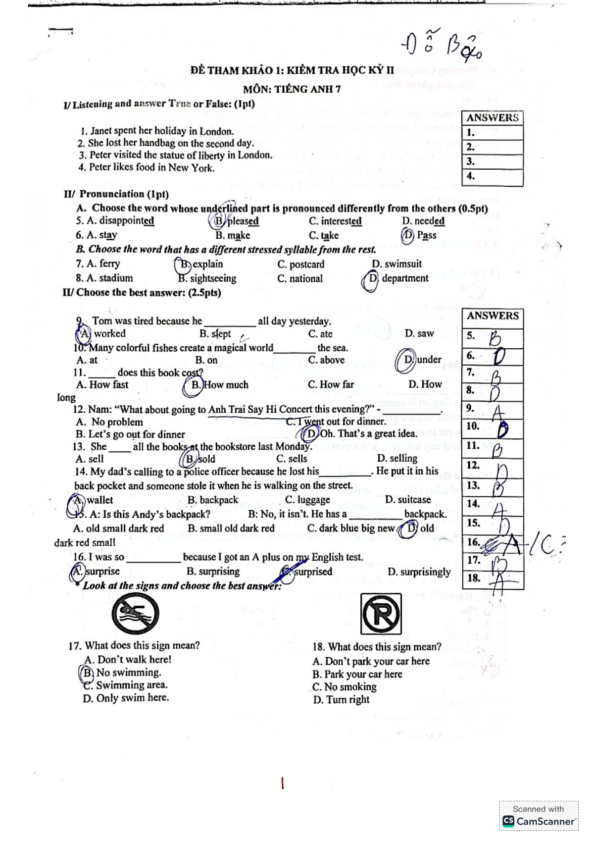 DÈ THAM KHẢO: KIỂM TRA HỌC KỲ II MÔN TIẾNG ANH 7 - Practical Exams for ...