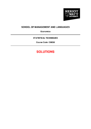Tutorial 1 Solution - F78QT Quantitative Methods 1 Tutorial 1 A sample ...