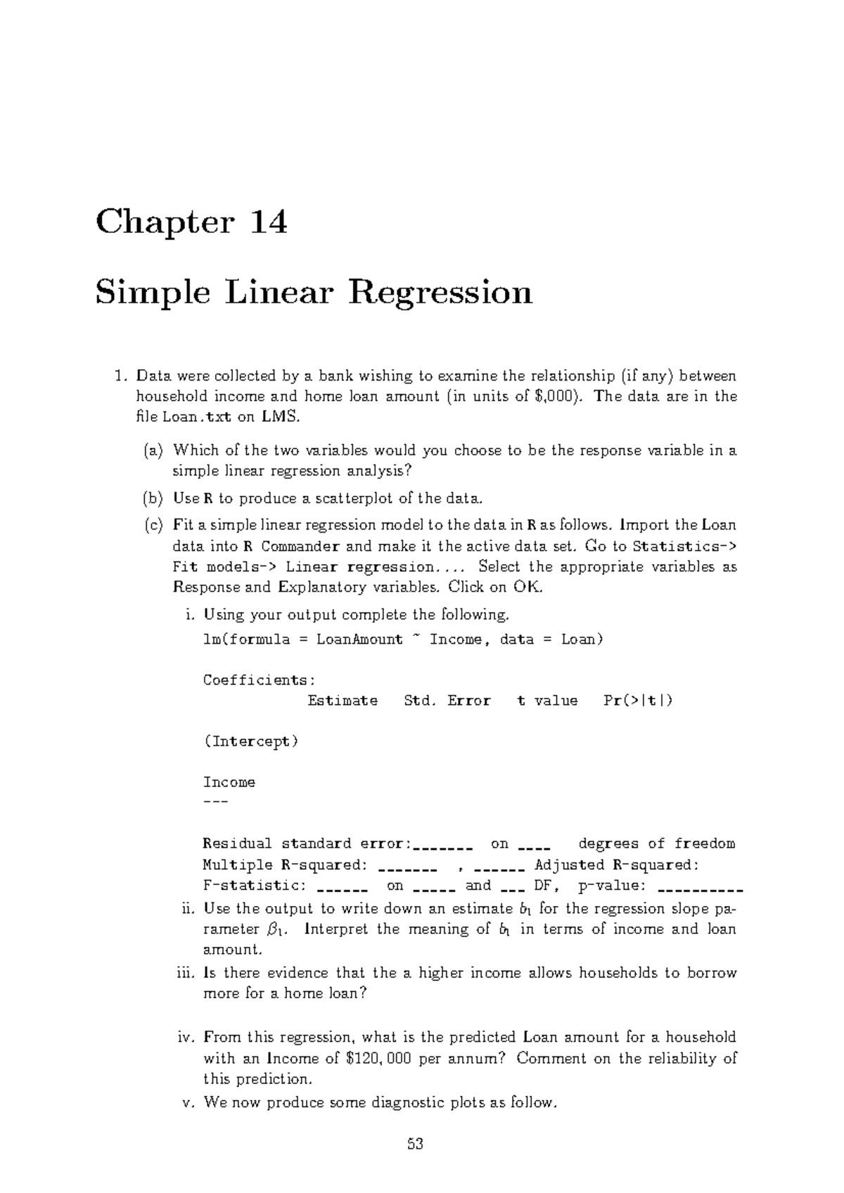 Chapter 14 - Simple Linear Regression Analysis & Practice (Course Code ...