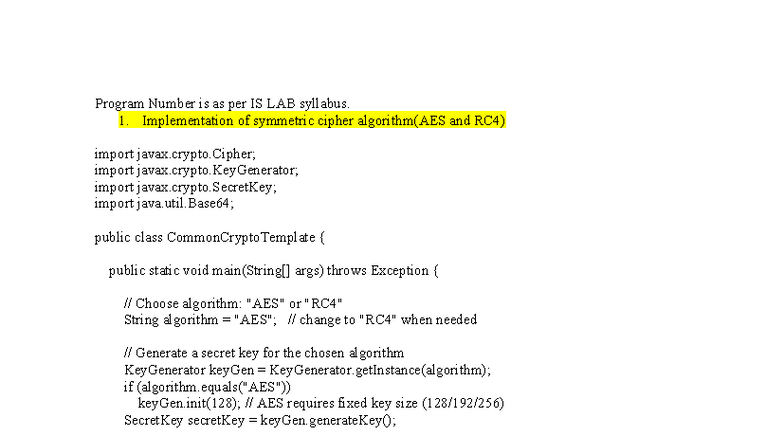 IS LAB: Implementation of Cryptographic Algorithms and Techniques - Studocu