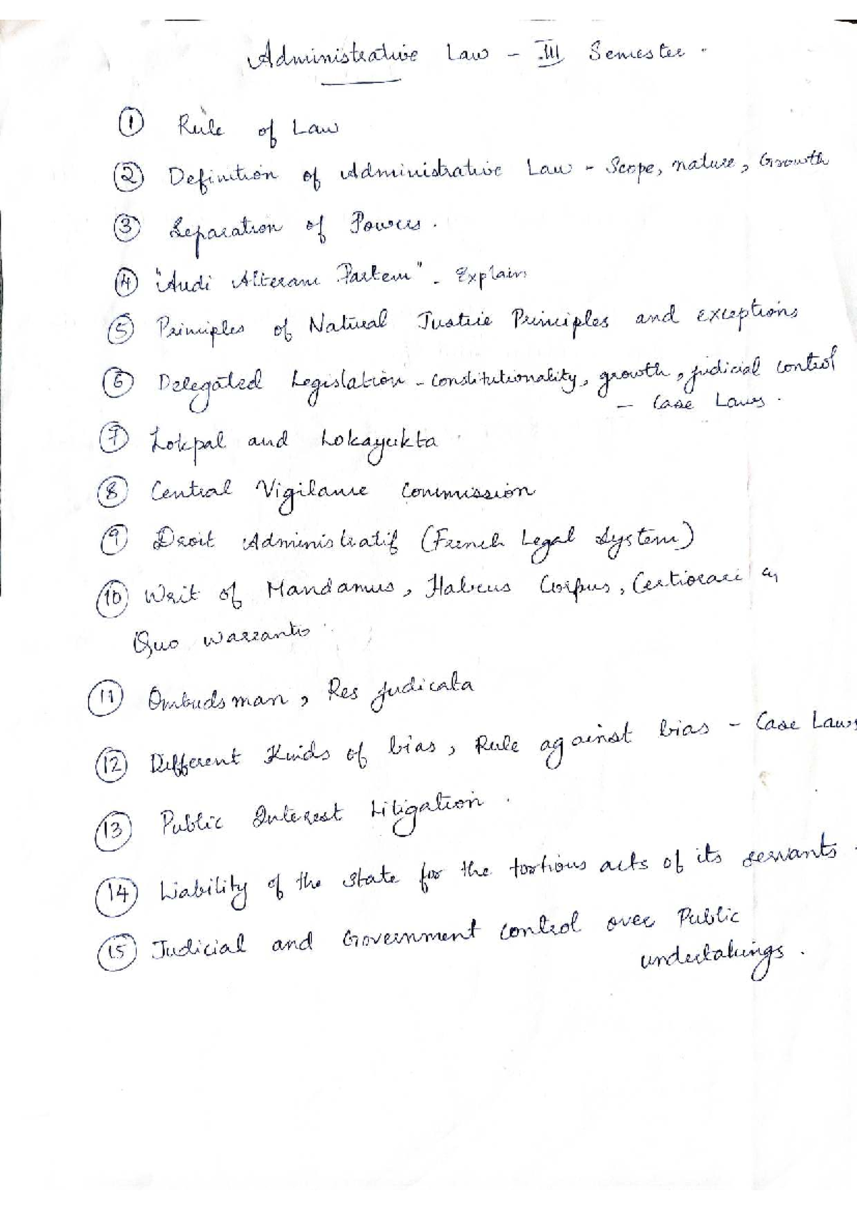 Administrative Law Semester 1: Key Imp Questions and Concepts - Studocu