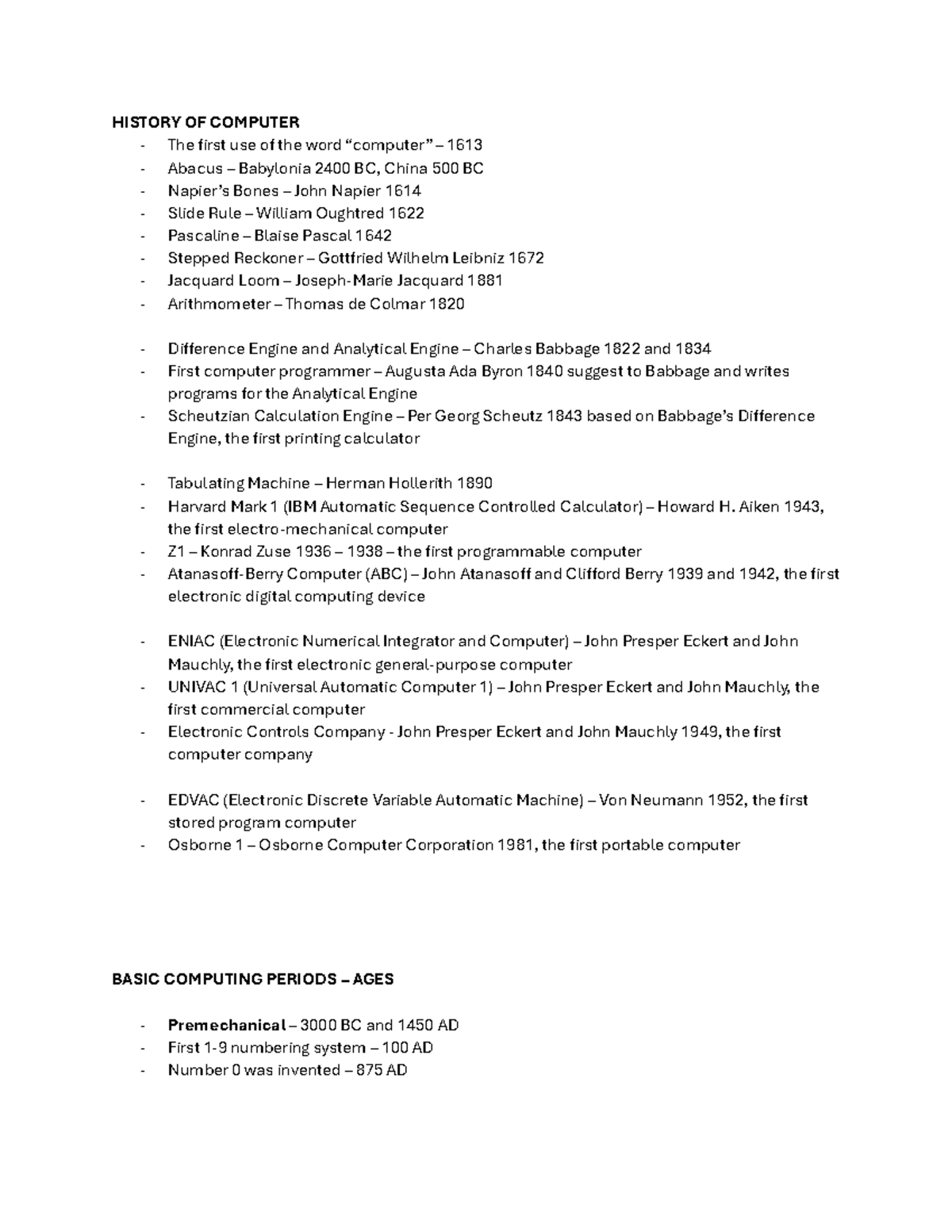 History OF Computer - HISTORY OF COMPUTER The first use of the word ...