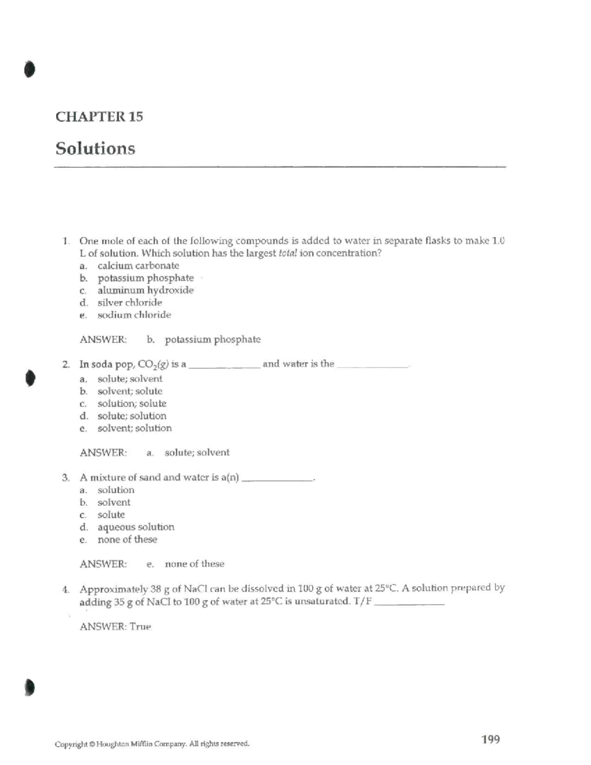 CHAPTER 15 Solutions - Key Concepts and Answers for Chem 101 - Studocu