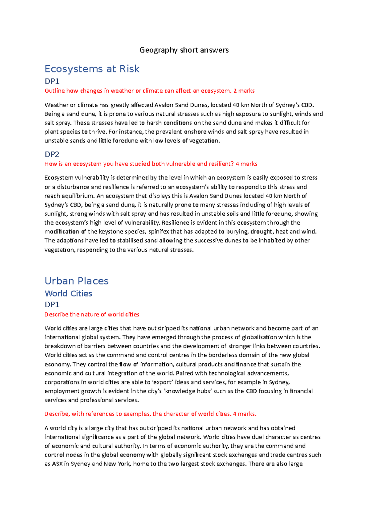Geography Practice Exam: Ecosystems, World Cities & Megacities Insights ...