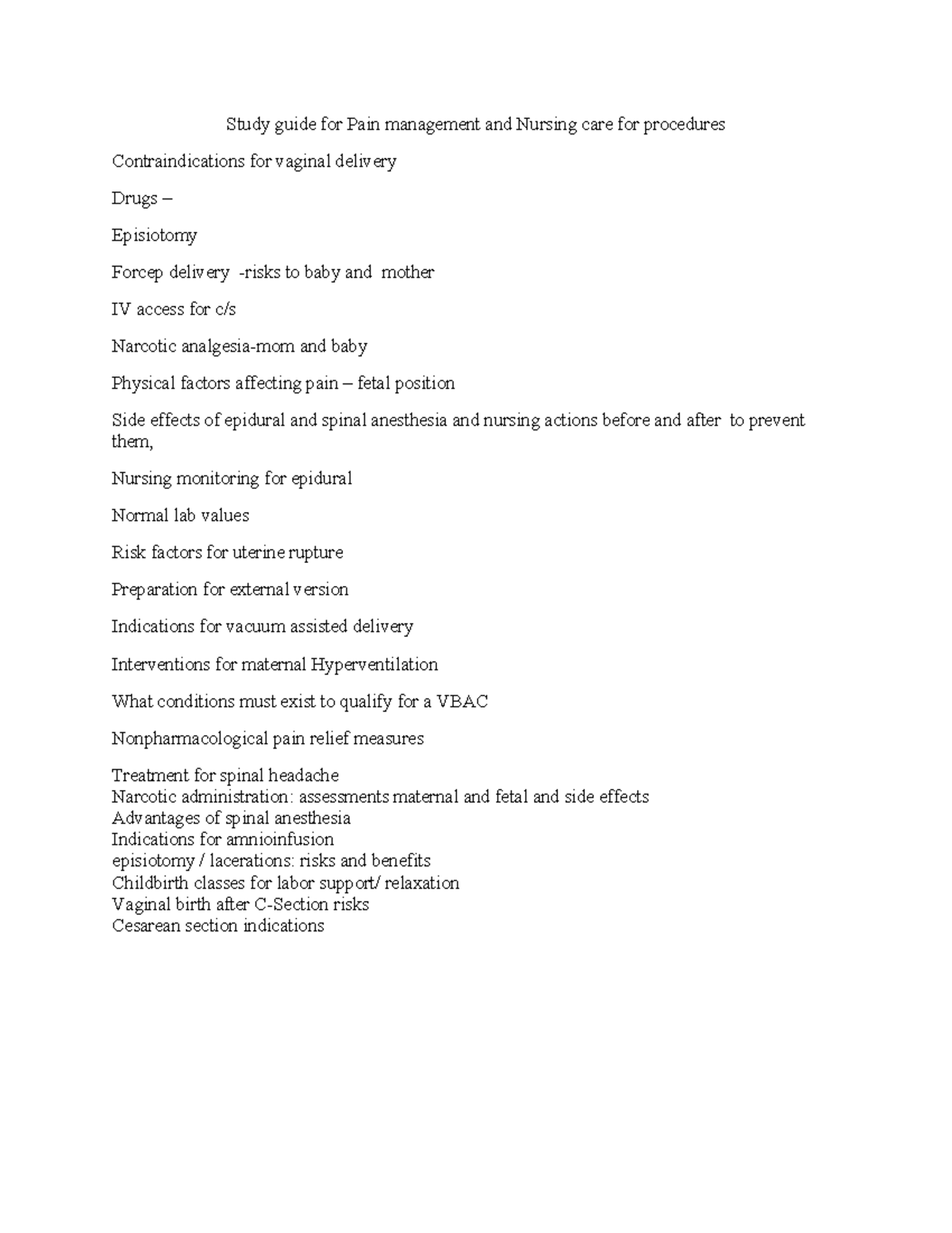 Study Guide for Pain Management in Nursing Care (NUR 302) - Studocu