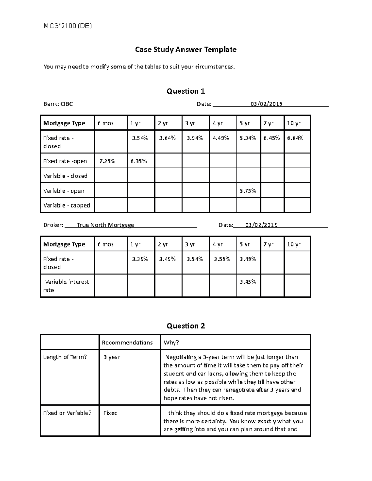 Case Study Assignment - (DE) Case Study Answer Template You