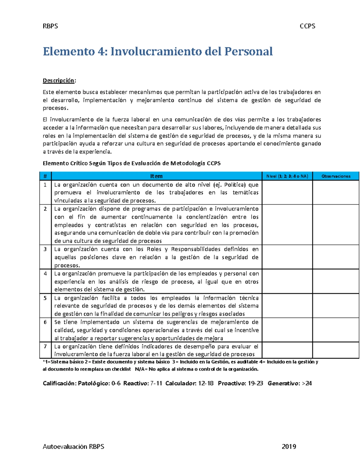 Evaluación de Competencias en Seguridad de Procesos - Elemento 3 RBPS ...