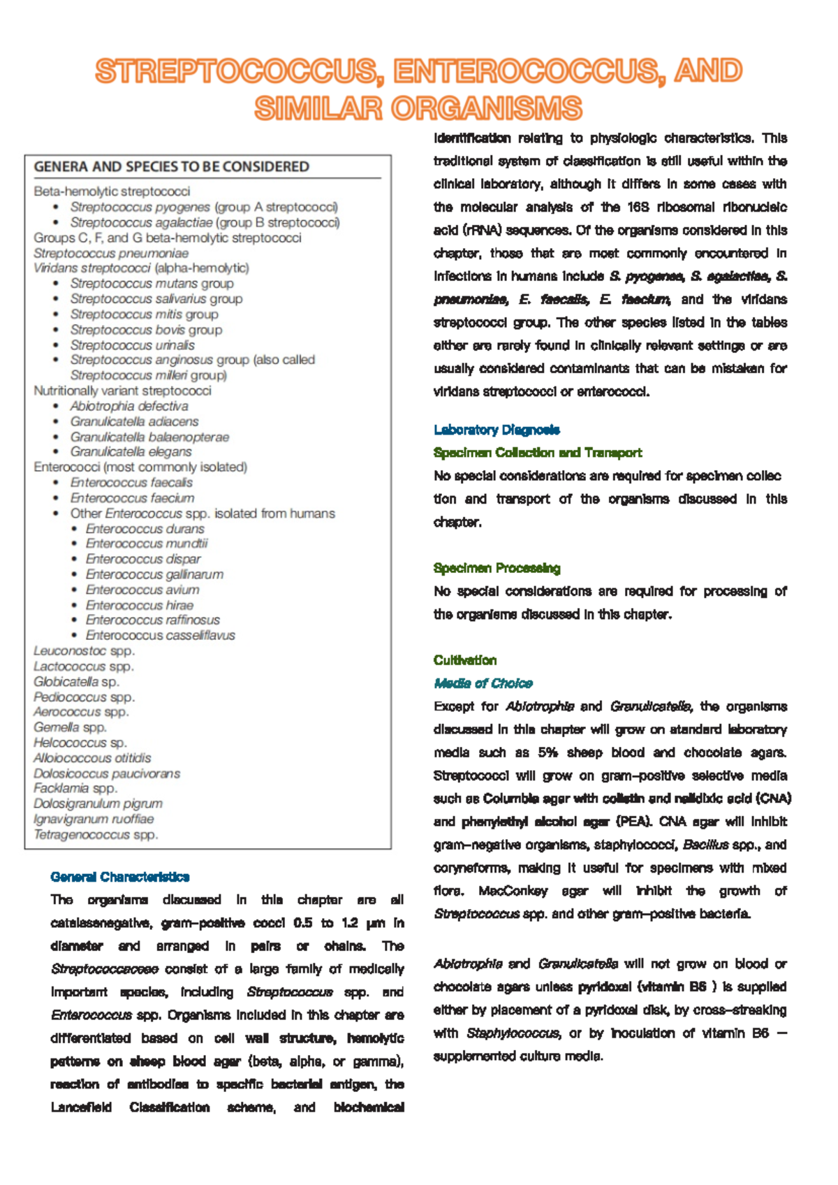 Streptococcus spp. - STREPTOCOCCUS, ENTEROCOCCUS, AND SIMILAR ORGANISMS ...