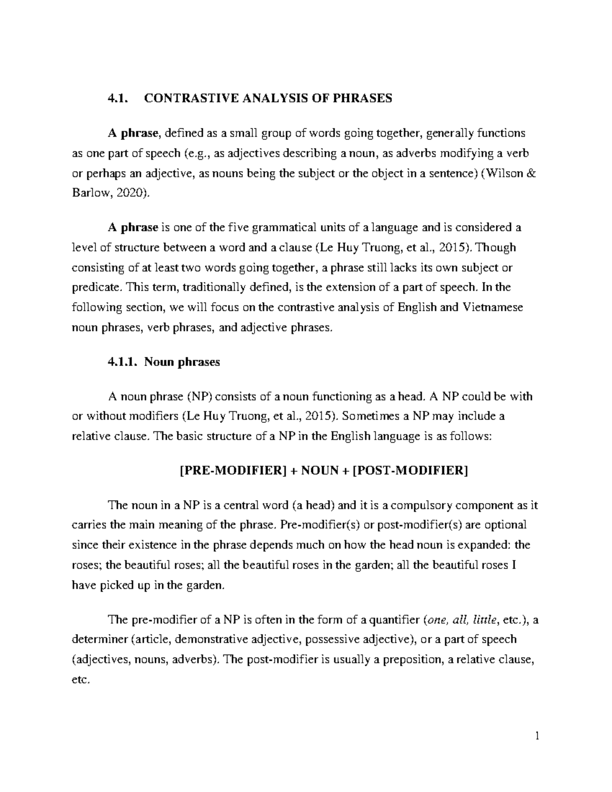 4. The CA of phrases - English grammar 2 - 4. CONTRASTIVE ANALYSIS OF ...