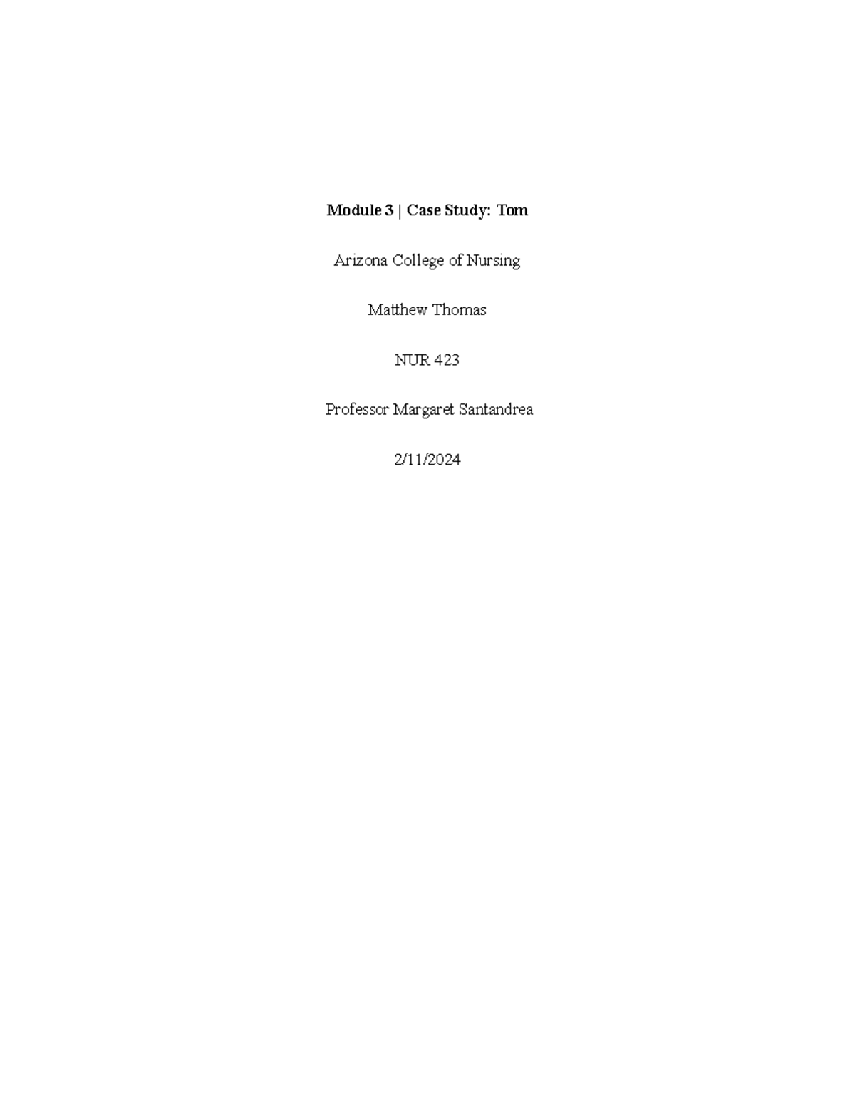 NUR 423 Module 3 Case Study: Resource Allocation and Ethics - Studocu