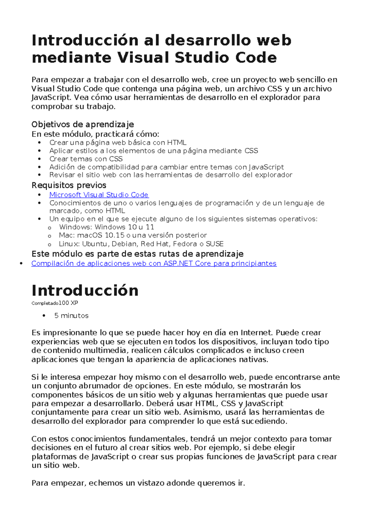 Introducción al Desarrollo Web con Visual Studio Code - Módulo 2 - Studocu