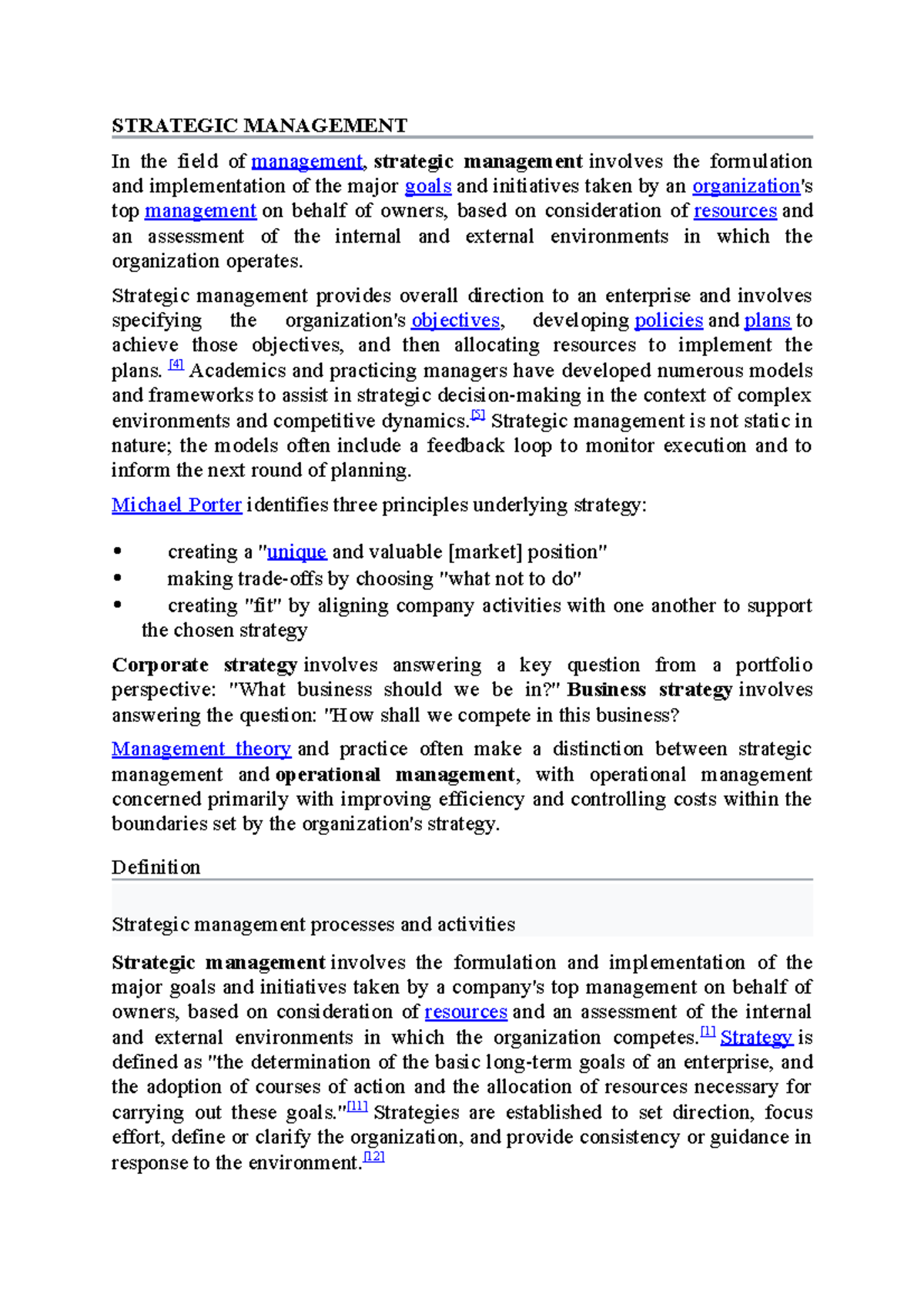 Strategic Management Midterm Study Guide (Course Code: MGMT 301) - Studocu