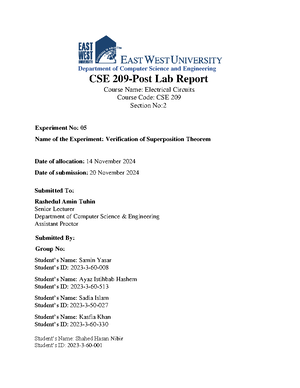 CSE209 Lab7 Post Lab Report - Department of Computer Science and ...
