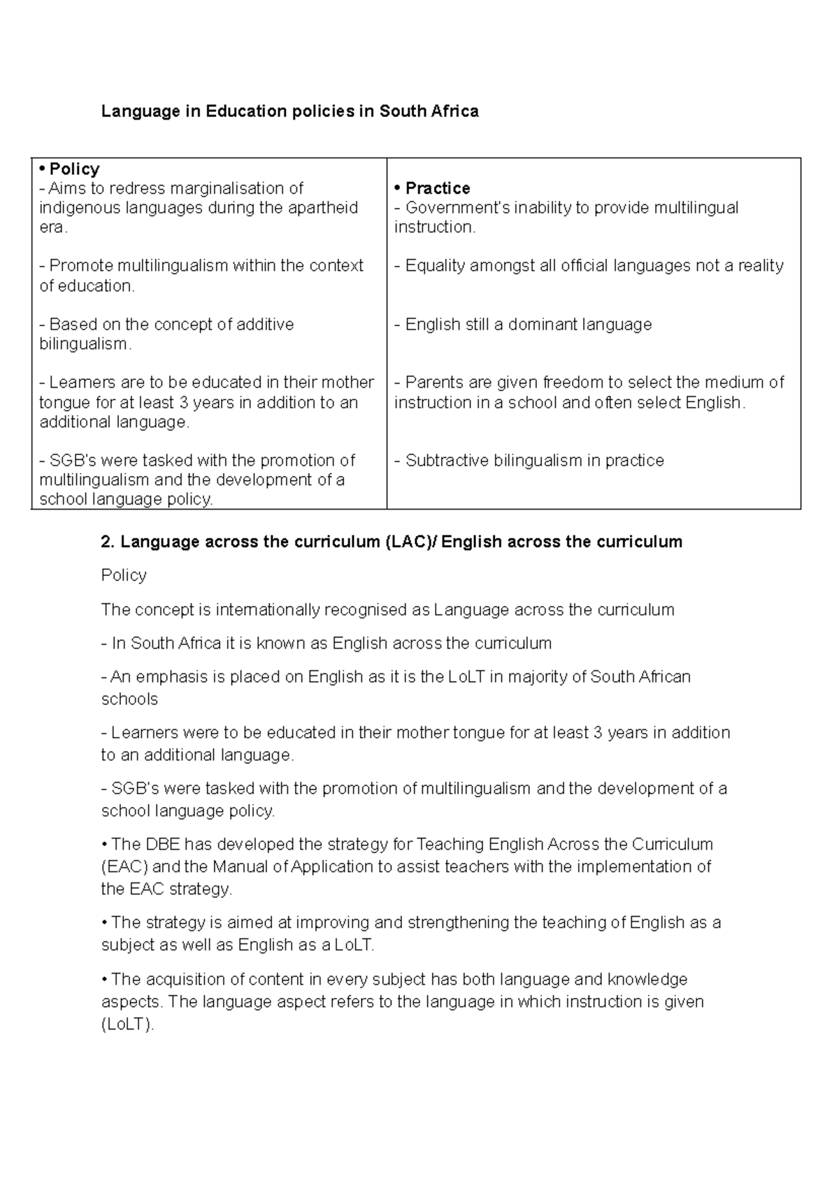 Language in Education Policies in South Africa: A Study on ...