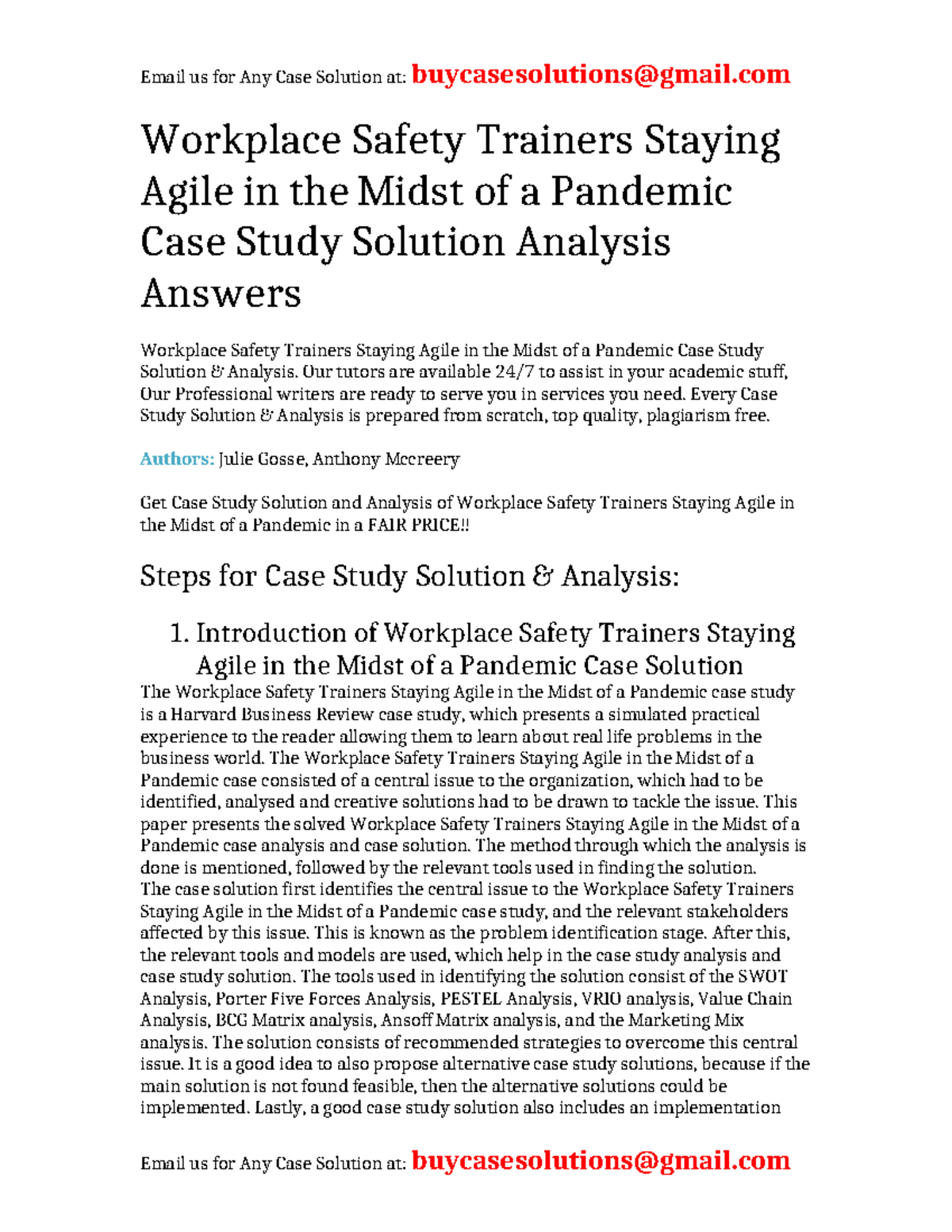 Case Study Solution: Workplace Safety Trainers Agile Amid Pandemic (HBR ...
