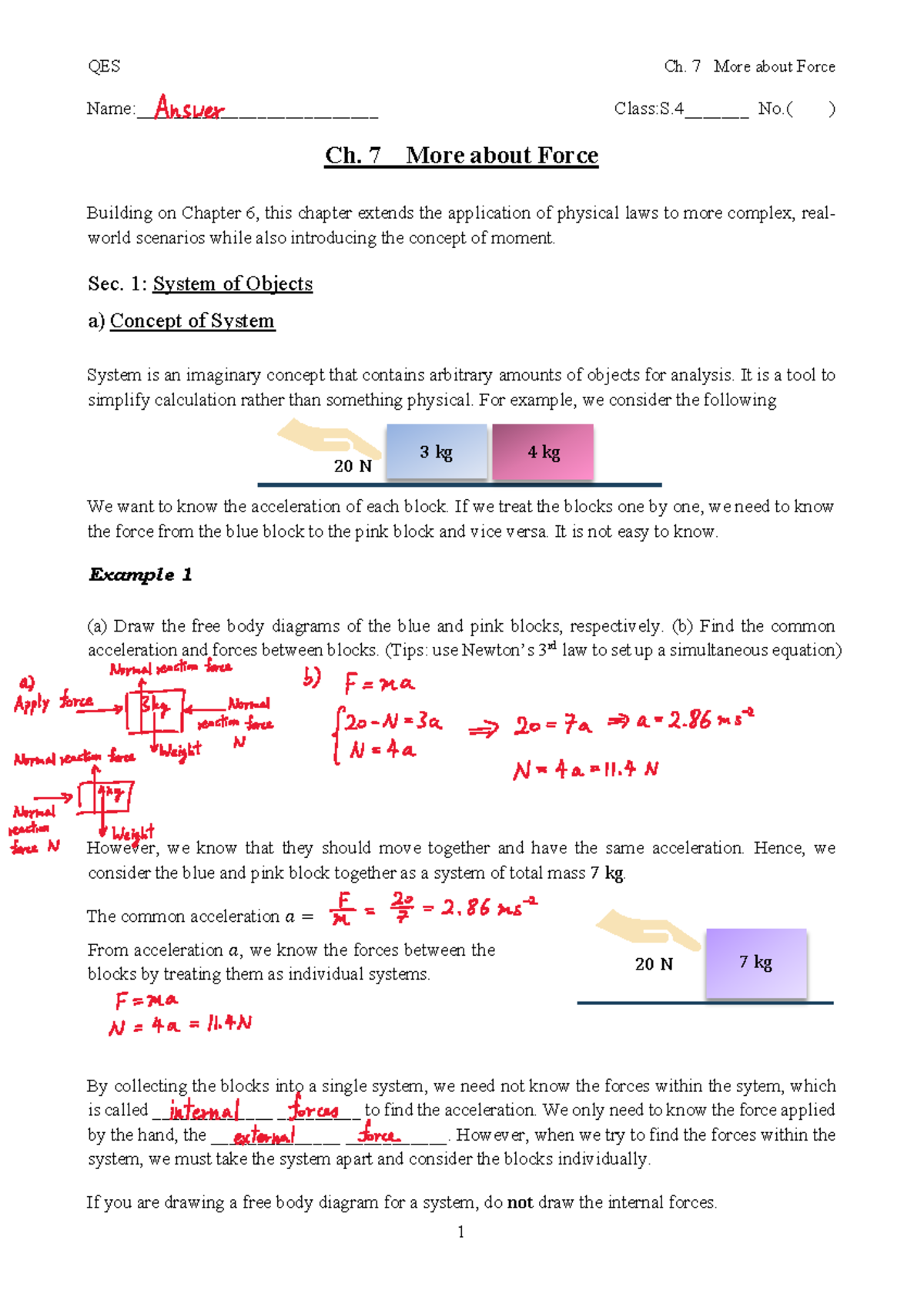 QES Ch. 7 Force Notes: Understanding Systems, Moments, and Equilibrium ...